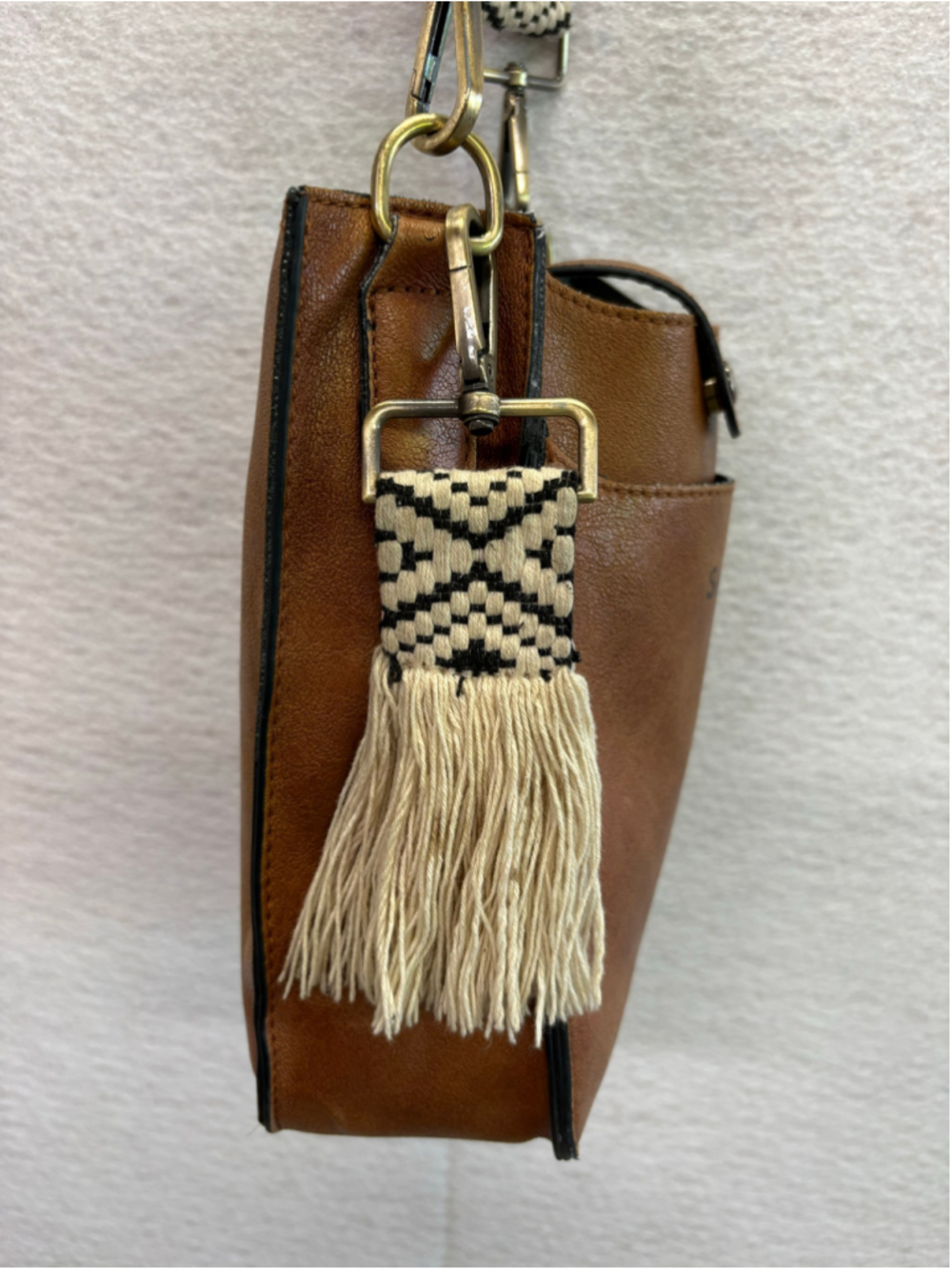 The Sak Brown Crossbody Bag Woven Strap Tassel Boho Small Purse - Picture 6 of 14